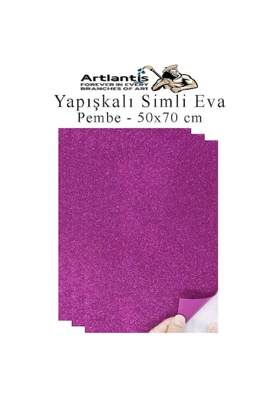 Artlantis Pembe Yapışkanlı Simli Eva 50x70 Cm 3 Adet