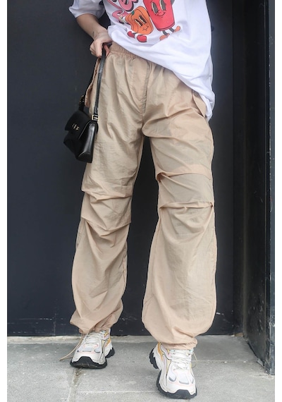 Madmext Bej Paraşüt Jogger Kadın Pantolon Mg1726-bej Bej