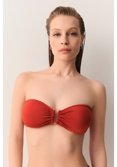 Suwen Metal Aksesuarlı Straplez Bikini Üst Sbn26540c221 Tarçın