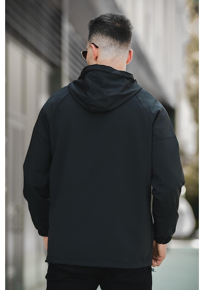 Oksit Mmx Baskılı Suya Dayanaklı Slim Fit Erkek Kapüşonlu Mevsimlik Mont Yağmurluk 001