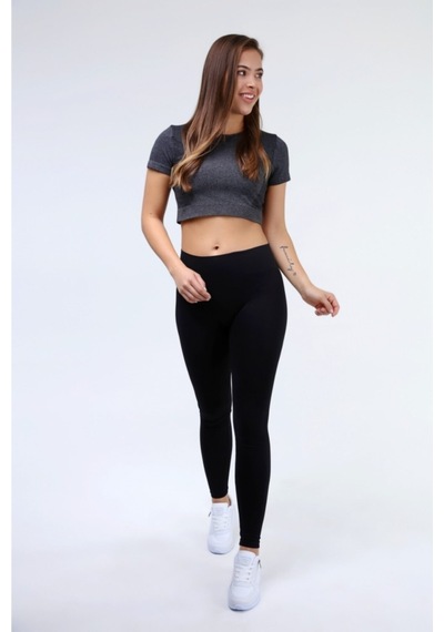 Eshette Yüksek Bel Siyah Fitilli Spor Taytsiyahxl Siyah