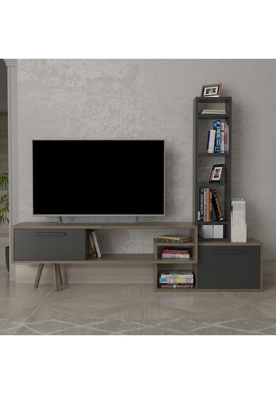 Lagomood Manzara Tv Ünitesi Tv Sehpası Antrasit Ceviz