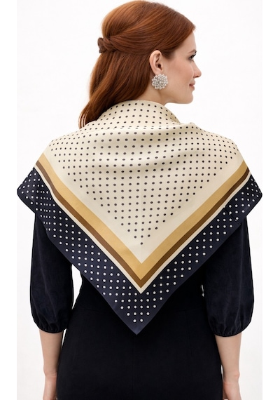 Tarzını Seç Mavi Şerit Puantiyeli Fular / Bandana / Aksesuar / Şal / Eşarp 70x70