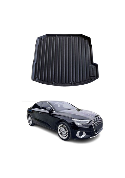Audi A3 Sedan 2021+ Uyumlu Araca Özel Kauçuk Tpe Bagaj Havuzu Siyah
