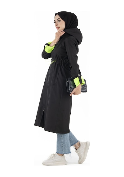 Sevitli Neon Trençkot-siyah-2448-siyah Siyah