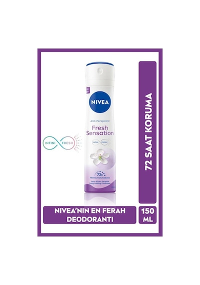 Nivea Fresh Sensation Kadın Sprey Deodorant 150 Ml,72 Saat perspirant Koruma,uzun Süren Ferahlık