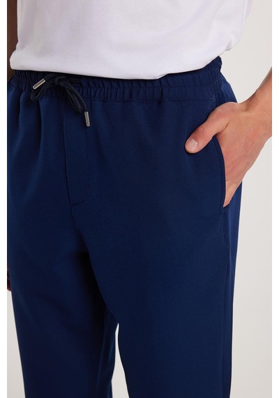 Tudors Erkek Beli Lastikli Bağcıklı Jogger Lacivert Pantolon Rahat Kesim Yan Cepli-33184 Lacivert