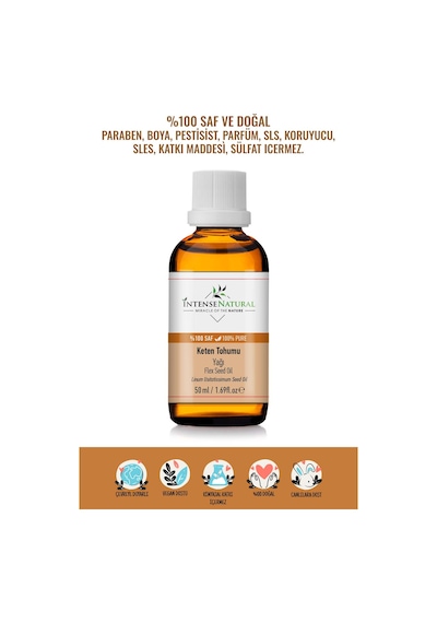 Intense Natural Keten Tohumu Yağı Soğuk Sıkım 50 ML