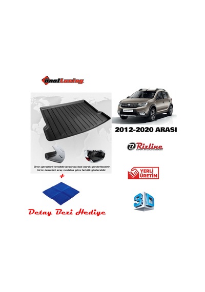 Dacia Sandero 2012 Sonrası 3D Bagaj Havuzu Rizline