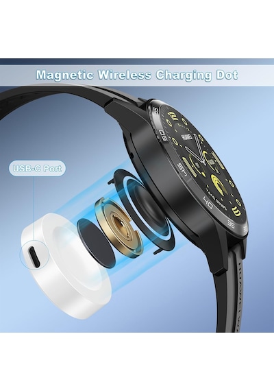 Caseonn Huawei Watch 3 Manyetik Usb Hızlı Şarj Kablosu Beyaz