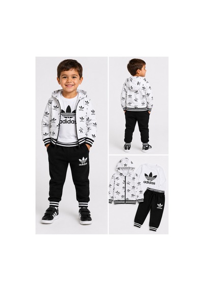 Mavi Boncukk Çocuk Kapüşonlu Fermuarlı 3'lü Takım Baskılı Sweatshirt Tişört Ve Eşofman Altı Beyaz Mavi Boncukk Çocuk Kapüşonlu Fermuarlı 3'lü Takım Baskılı Sweatshirt Tişört Ve Eşofman Altı Beyaz