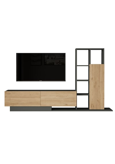 Robin Home Lotus Tv Ünitesi Kapaklı Kitaplık Raf Sepet-antrasit