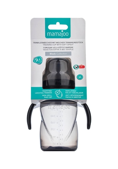 Mamajoo Kulplu Akıtmaz Eğitici Bardak Black 270 ML & Anti-Kolik B Siyah