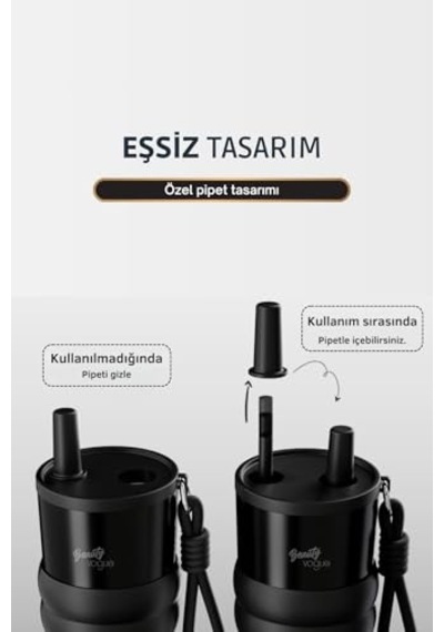 Lüks Çelik Termos Bardak - Çift Yalıtımlı Pipetli Mug - Mat Siyah-sıcak-soğuk Açık Beyaz
