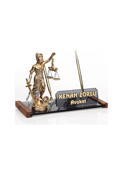Avukat Masaüstü İsimlik Themis Heykel Ofis Masa İsimliği