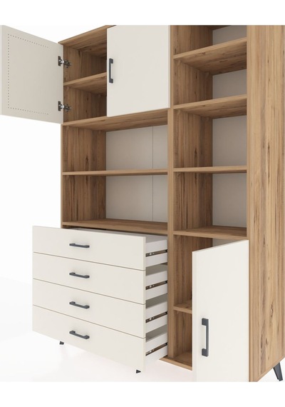 Hyperion Dolap 9 Raflı 4 Çekmeceli 3 Kapaklı 132x44x195 Çam-a... Çam Hyperion Dolap 9 Raflı 4 Çekmeceli 3 Kapaklı 132x44x195 Çam-a... Çam