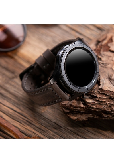Vagave Samsung Uyumlu Watch 7 40 44mm, Watch6, Fe, Watch 5, Watch 4, Watch 3, Deri Kordon- Gri 22mm-rosetoka