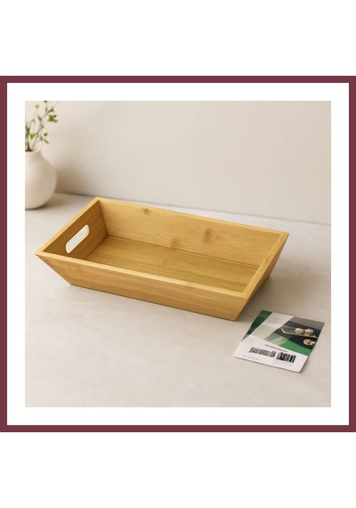 Storeşahin Bambu Dikdörtgen Sunum Tepsisi 16x30x4.5 Cm Çift Kulplu Shn0720