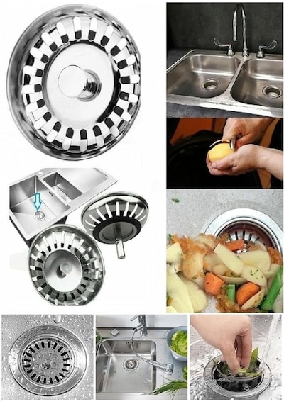 Çöpmak Paslanmaz Evye Mutfak Lavabo Sifonu Gider Metal Tıpa Süzgeci