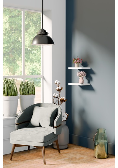 Yankı-BYEG 2li 20 cm Mat Beyaz Mdf Mini Duvar Rafı Çiçeklik
