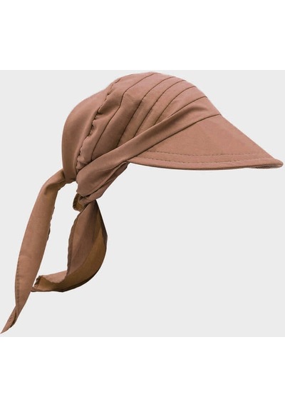 Külah Kadın Safari Bağlamalı Eşarp Siperli Bandana Plaj Şapkası - Bej