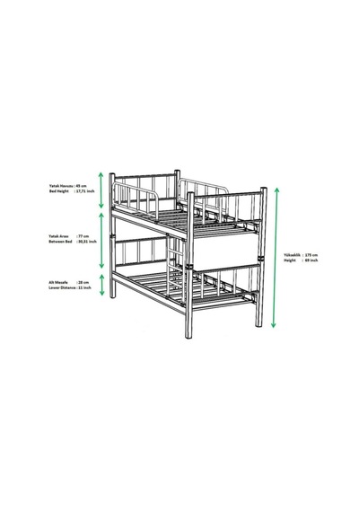 Missidea Profesyonel Yurt Tipi Metal Ranza Bej 90x190 Cm 90 X 190 CM