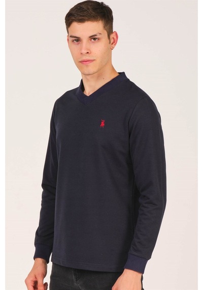 V4002 Dewberry V Yaka Erkek Sweatshırt-lacivert Lacivert