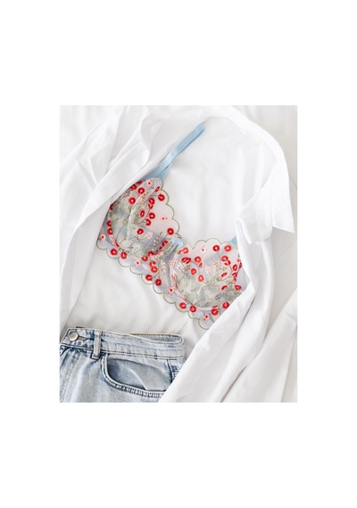 Capella By P Flora Çiçekli Mavi Desteksiz Bralet Takım Mavi - 909099802 Mavi
