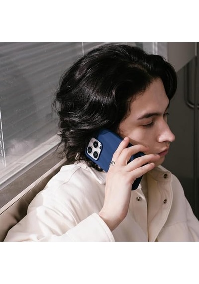 İphone Kılıf İnce Sıvı Silikon 3 Katmanlı Tam Kaplamalı Yumuşak Jel Kauçuk Kılıf Kapak, Açık Lacivert İpho