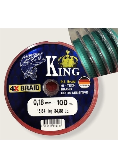 King 4x İp Misina Ultra Sensitive 0.18 Mm 100 Metre 0,18 Mm