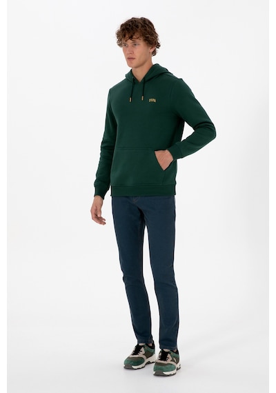 U.S. Polo Assn. Erkek Regular Fit Kapüşonlu Şardonlu Koyu Yeşil Basic Sweatshirt 50315582-VR079