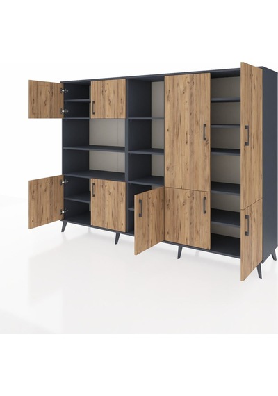 Hyperion Dolap 14 Raflı 9 Kapaklı 220x44x163 Antrasit-çam/antrasit Atlas Çam/antrasıt - Antrasıt Hyperion Dolap 14 Raflı 9 Kapaklı 220x44x163 Antrasit-çam/antrasit Atlas Çam/antrasıt - Antrasıt
