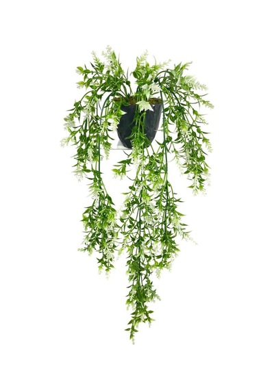 Yapay Çiçek Siyah Saksıda Sarkan Ty60 Yeşil Beyaz Bitki Yapay Sarmaşık 60cm