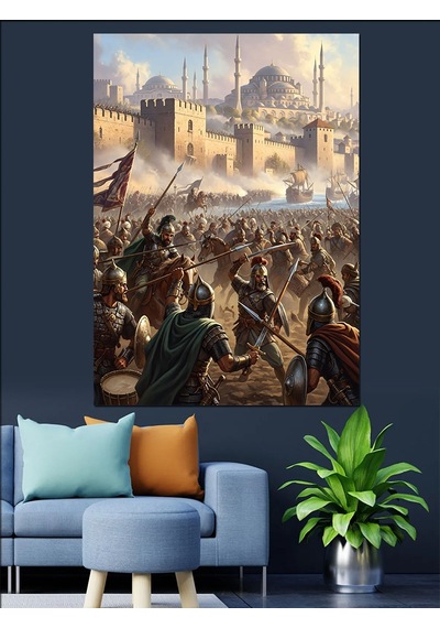 Ahşap Tablo Eski Savaş Alanı Tarihi Sahne Hayvan Tabloları
