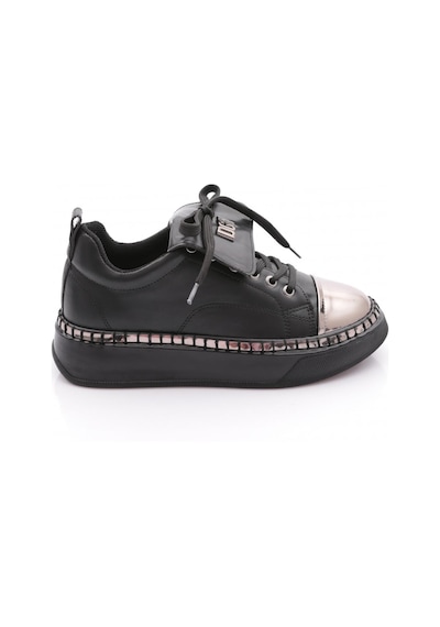Dgn B06 Kadin Sneaker Ayakkabi Siyah Platin Ayna