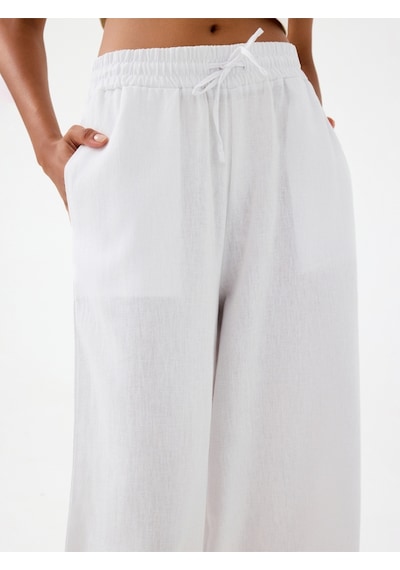 Regular Fit Kadın Pantolon Beyaz