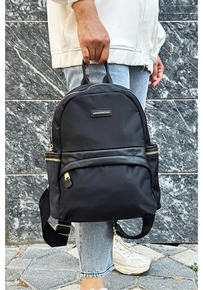 Just Polo Kadın İthal Saten Kumaş Şık Okul Ve Sırt Çantası Shopper Siyah