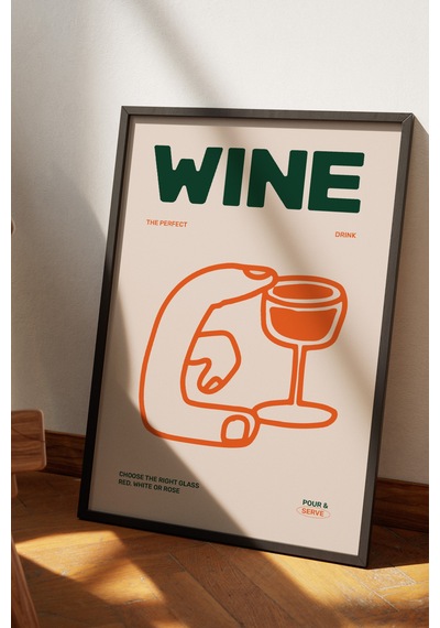 Wine Dekoratif Poster Tablo Siyah Çerçeveli