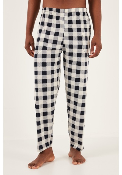 Buratti Ekoseli Pamuklu Regular Fit Kısa Kollu Erkek Pijama Takımı 60961007 Lacivert-Beyaz