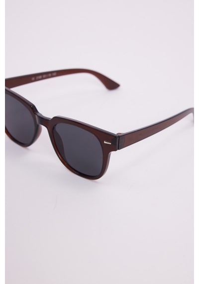 Unisex Oval Kahverengi Çerçeve Uv 400 Korumalı Siyah Cam Güneş Gözlüğü-51238 Çok Renkli