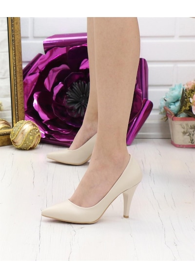 Nesil Shoes Bln 501 Ten Cilt İnce Topuk Kadın Stiletto Ten Ten Rengi