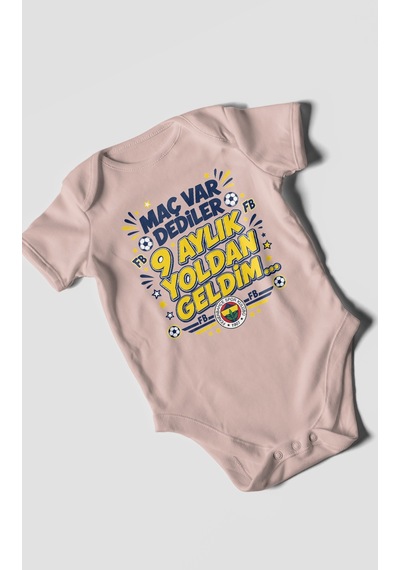 Morivokids Maç Var Dediler Yazılı Kısa Kollu Bebek Body %100 Pamuk Zbn277-kk Pastel Pembe