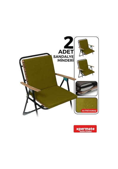 Xpermate 2'li Arkalıklı Sandalye Minderi Fermuarlı 40x40 Turkuaz