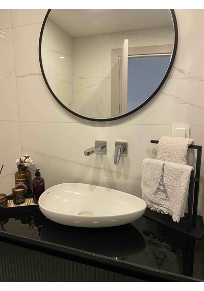 Aju Havluluk Tezgah Üzeri Kağıt Havluluk Mutfak Banyo Düzenleyici Metal Tasarım Montaj Gerektirmez Siyah Siyah