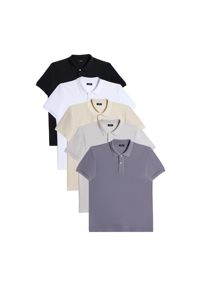 Tudors Erkek 5'li Paket Siyah-k.gri-beyaz-gri-ekru Slim Fit Dar Kesim Pamuklu Düz Pike Polo Yaka Tişört-33005 Multi Çok Renkli Tudors Erkek 5'li Paket Siyah-k.gri-beyaz-gri-ekru Slim Fit Dar Kesim Pamuklu Düz Pike Polo Yaka Tişört-33005 Multi Çok Renkli