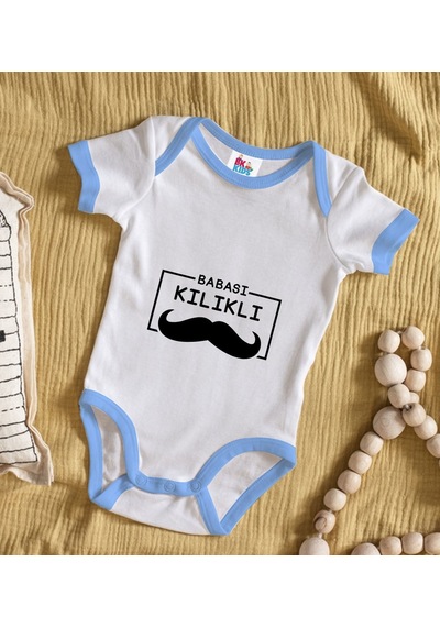Bk Gift Bk Kids Babası Kılıklı Tasarımlı Mavi Bebek Body Zıbın-1 Çok Renkli
