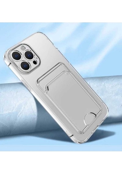 Apple Uyumlu iPhone 13 Pro Max Kılıf Kartlıklı Şeffaf Zore Setra Clear Silikon Kapak Renksiz