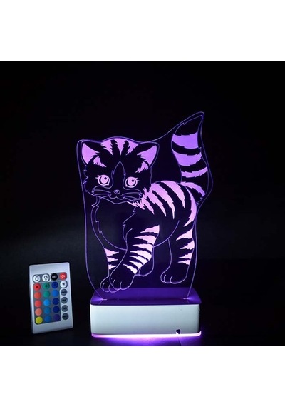 Özel Tasarım Sevimli Kedi 3D Led Lamba