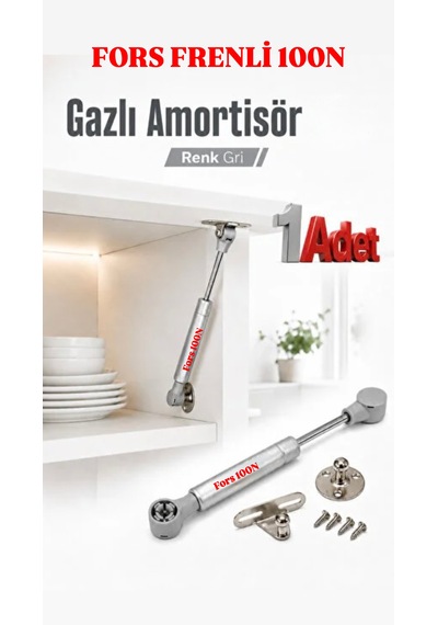 Fors Frenli Yavaş Kapanan Gazlı Amortisör Piston 100 N Gri