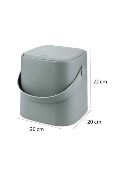 Deri Saplı İç Kovalı Click Kapaklı Mutfak Banyo Tuvalet Çöp Kovası 4 Lt Çöp Kutusu Gri Gri